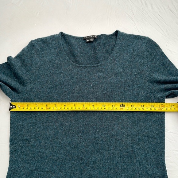 Theory green multicolor crew neck cashmere fitted sweater dress M - Picture 7 of 11